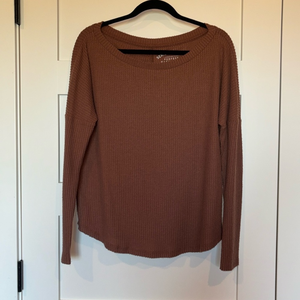 Aeropostale Waffle Knit Long Sleeve Top
